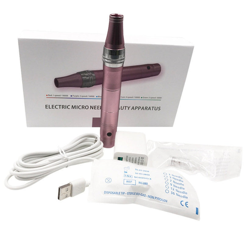 LED Micro-Needling Pen Electric DermaPen With Free Needle Cartridges 10pcs - SkinGenics ™ Online Shop